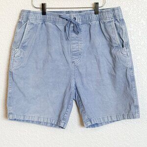 prAna Canyon Camp Shorts Men's L Gray Blue Corduroy Elastic Waist Drawcord